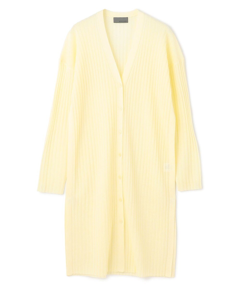 【オンワード】 uncrave>トップス 【手洗い可】シアーニット リブロングカーディガン クリームイエロー F レディース
