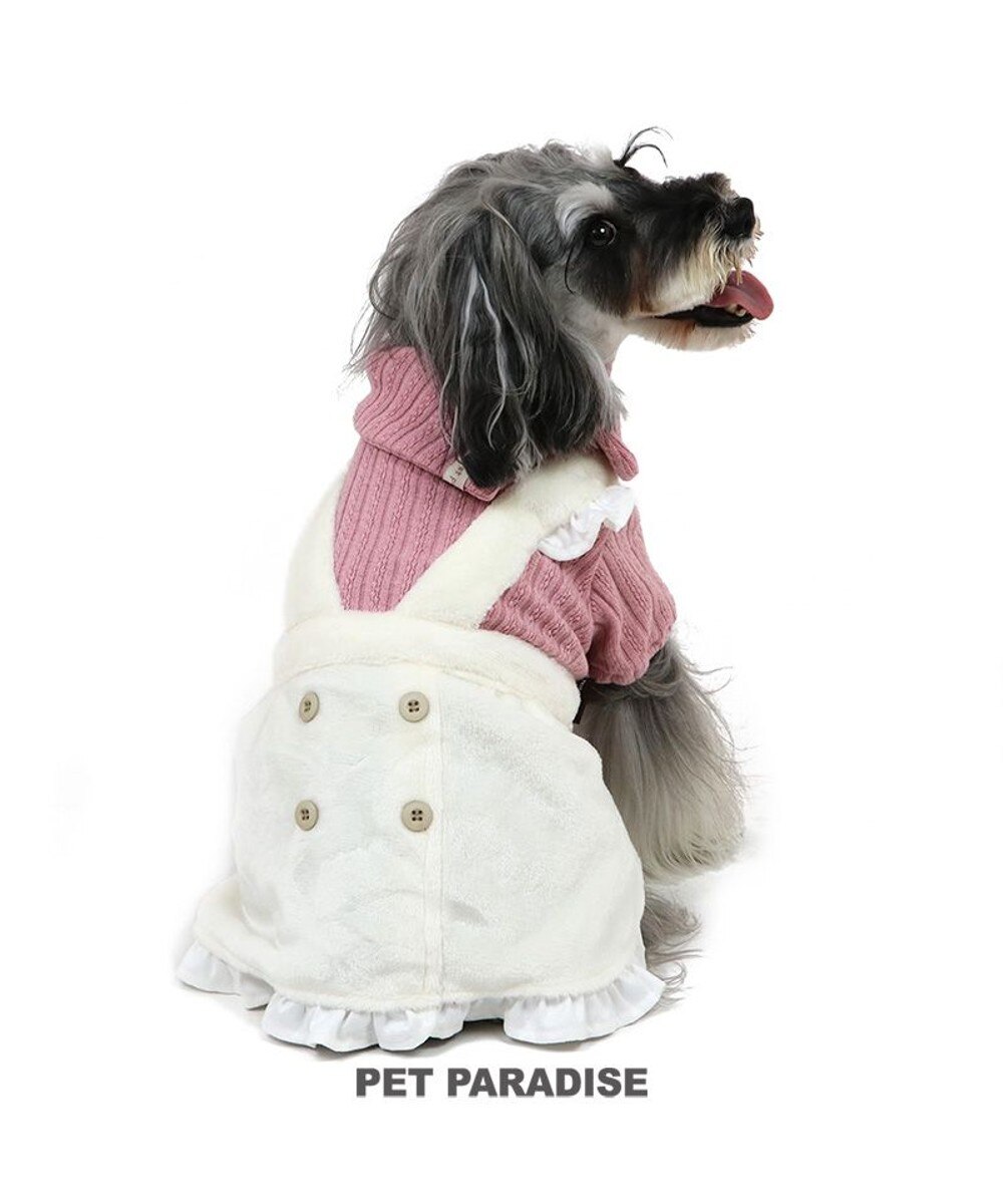 PET PARADISE>ペットグッズ 犬 服 スカートつなぎ 【小型犬】 ニット ボア ピンク（淡） ４Ｓ