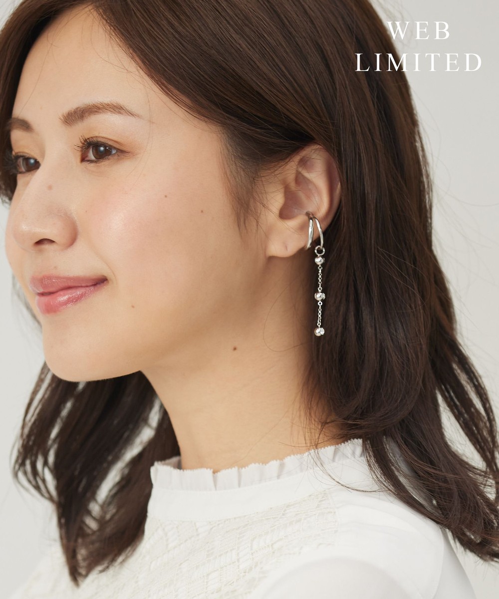 【オンワード】 J.PRESS LADIES>アクセサリー 【WEB限定】3way ビジュー イヤカフ リング シルバー F レディース