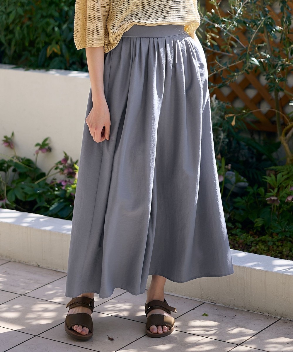 【オンワード】 ANY>パンツ 【洗濯機可/ウエストゴム/UVケア】スパンボイル撥水スカートパンツ グレー 3 レディース 【オンワード】 ANY>パンツ 【洗濯機可/ウエストゴム/UVケア】スパンボイル撥水スカートパンツ グレー 3 レディース