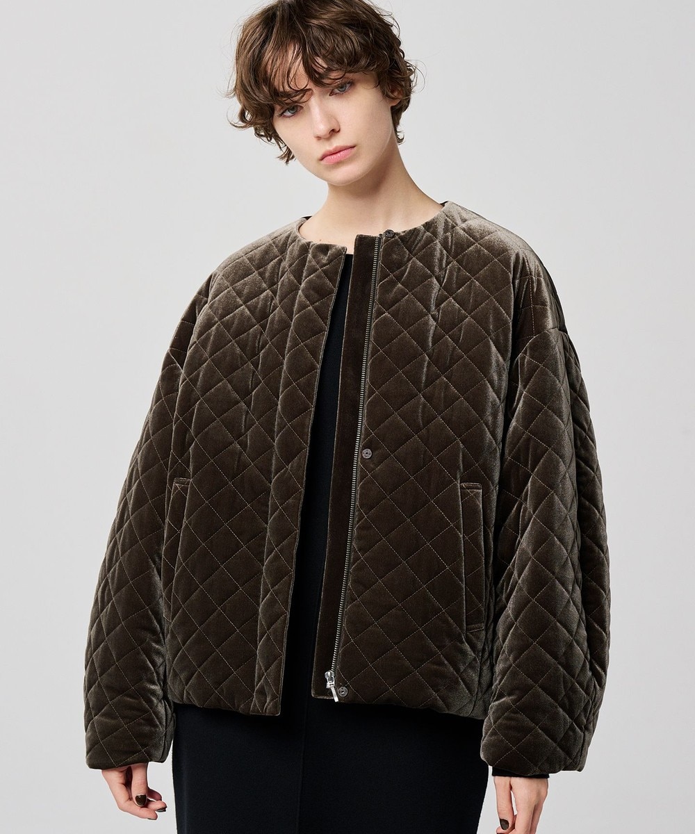 【オンワード】 uncrave>ジャケット/アウター ベロア キルティング ブルゾン(uncrave WHITE) カーキブラウン 2 レディース 【オンワード】 uncrave>ジャケット/アウター ベロア キルティング ブルゾン(uncrave WHITE) カーキブラウン 2 レディース