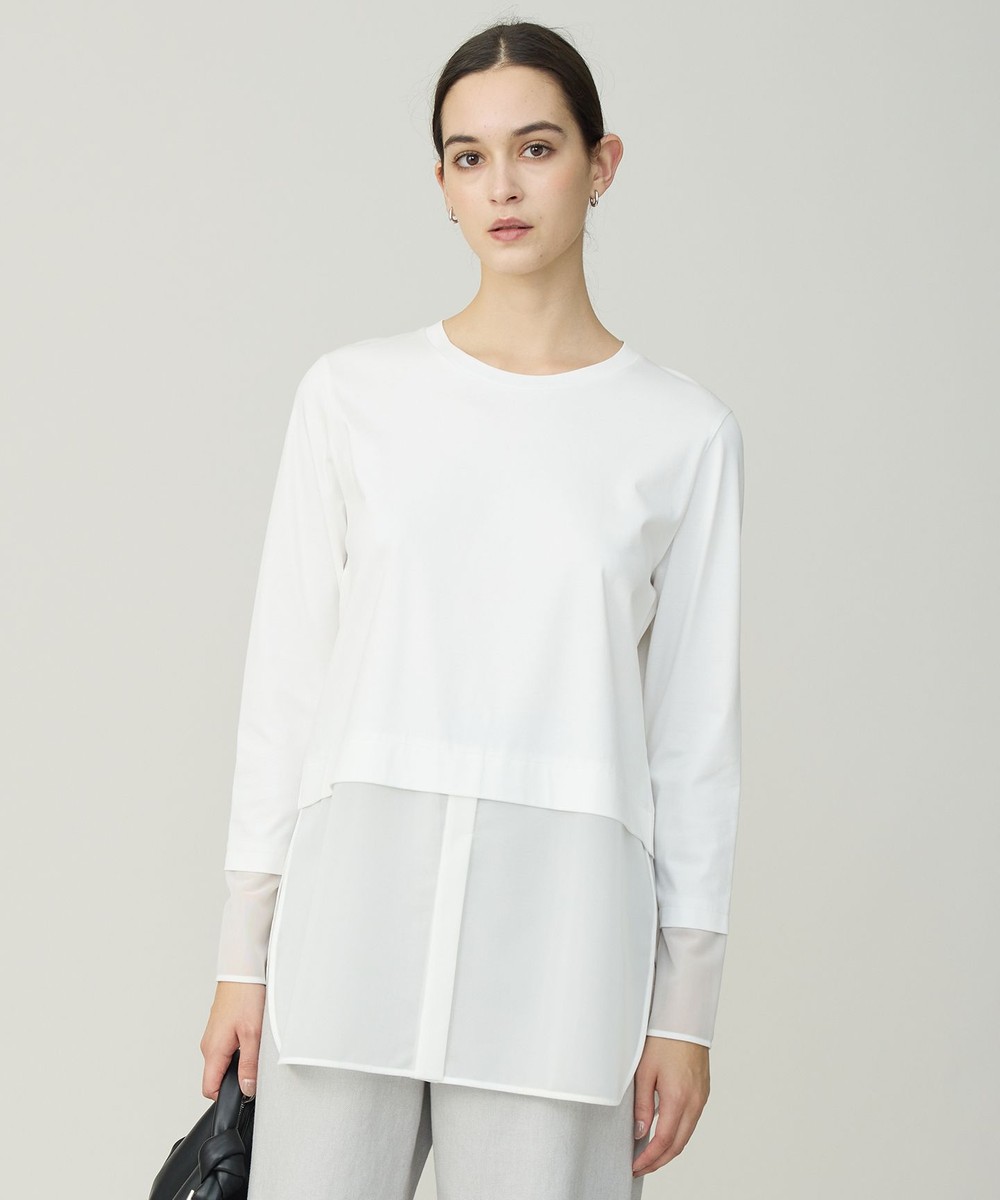 【オンワード】 ICB>トップス 【先行予約・洗える】 サテンラッセルコンビ カットソー オフホワイト S レディース 【オンワード】 ICB>トップス 【先行予約・洗える】 サテンラッセルコンビ カットソー オフホワイト S レディース