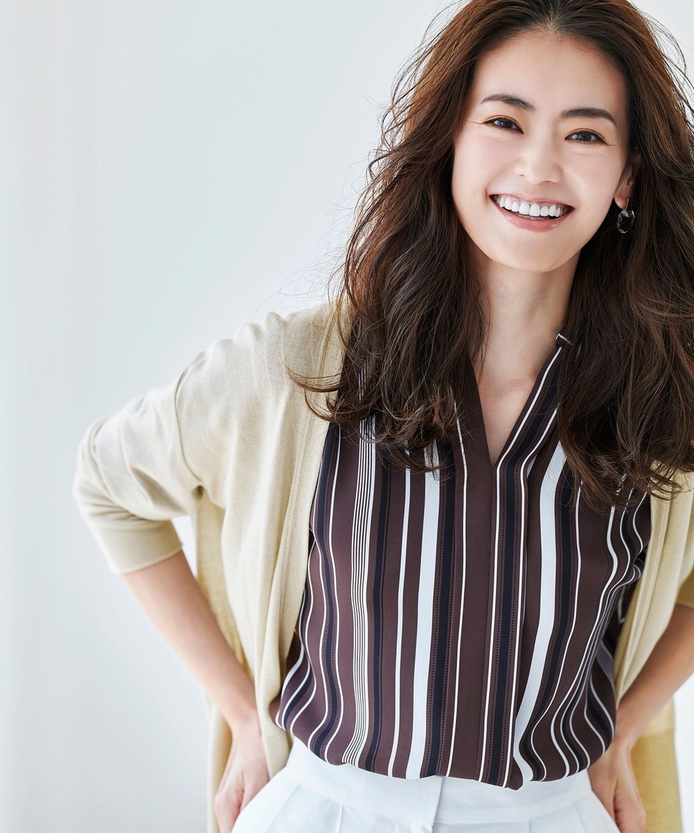 【オンワード】 ICB L>トップス 【マガジン掲載】BackSatinAmunzen ブラウス(番号CH32) ブラウン XL レディース 【送料無料】