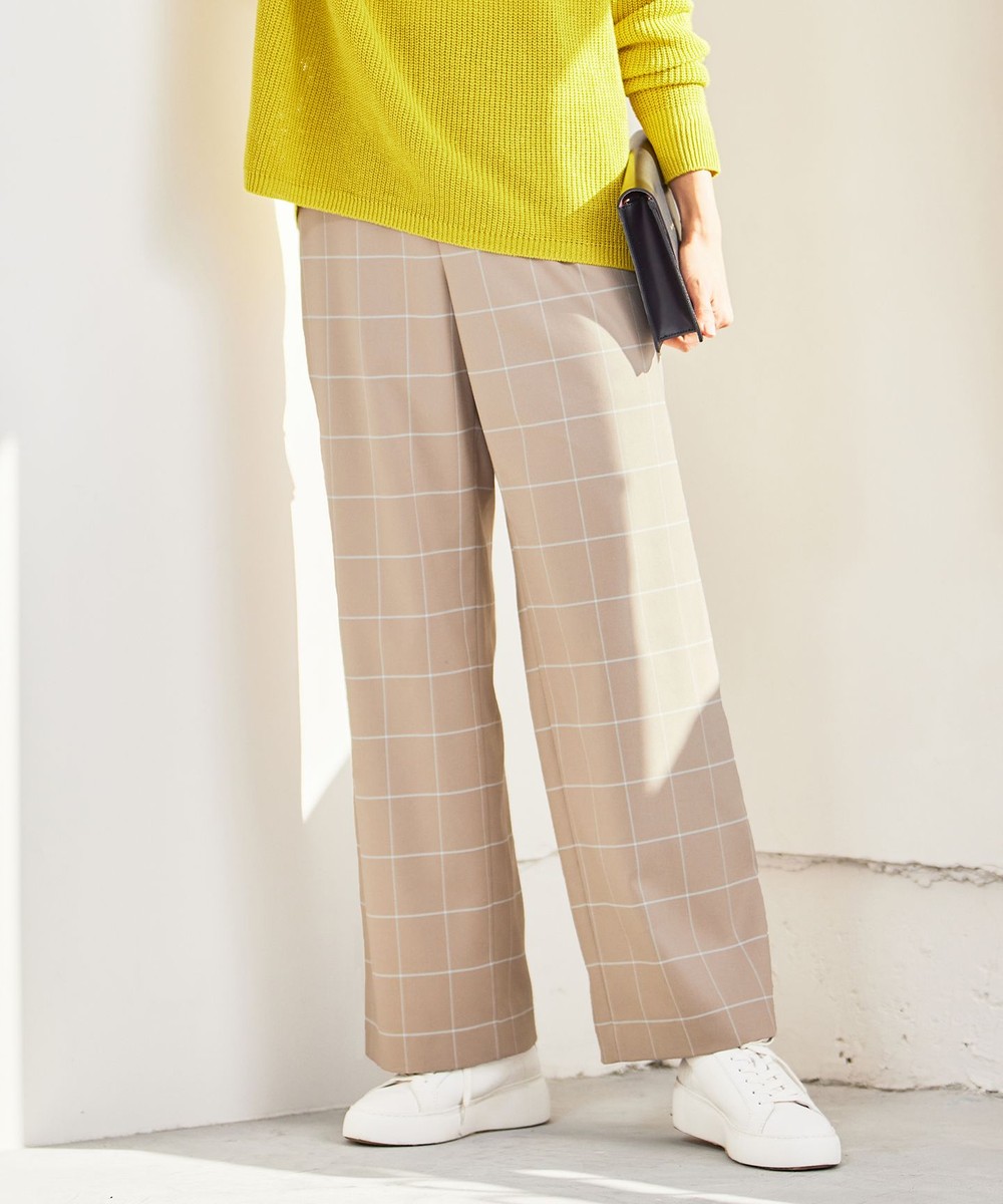 【オンワード】 自由区>パンツ 【洗える】ウィンドウペーンチェックワイド パンツ ベージュ 40 レディース 【オンワード】 自由区>パンツ 【洗える】ウィンドウペーンチェックワイド パンツ ベージュ 40 レディース