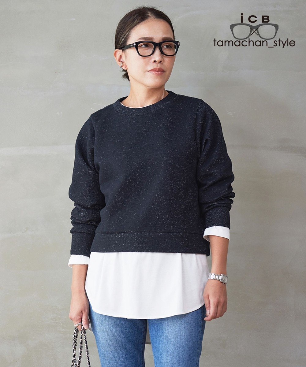 【オンワード】 ICB>トップス 【ICB×tamachan_style コラボ】ラメスウェット ブラックラメ XS レディース 【オンワード】 ICB>トップス 【ICB×tamachan_style コラボ】ラメスウェット ブラックラメ XS レディース