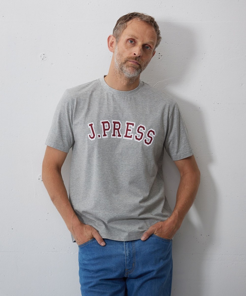 ＜オンワード＞J.PRESS MEN>トップス アーチロゴ Tシャツ ライトグレー XL メンズ 【送料無料】