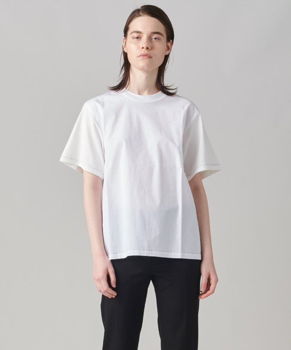 【オンワード】 JOSEPH>トップス 【洗える】コントラストコットン ラウンドネックTシャツ ホワイト S レディース 【送料無料】