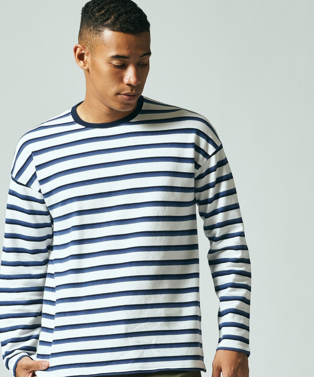 【オンワード】 J.PRESS MEN>トップス ラッセルボーダーロンT ネイビー M メンズ 【送料無料】