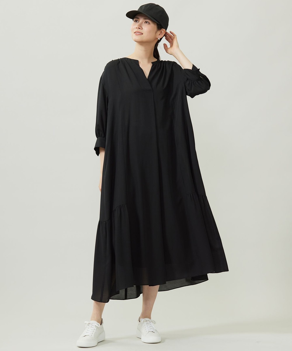 【オンワード】 自由区>ワンピース 【カタログ掲載・洗える】ソフトシルクビエラ ワンピース ネイビー 36 レディース 【オンワード】 自由区>ワンピース 【カタログ掲載・洗える】ソフトシルクビエラ ワンピース ネイビー 36 レディース