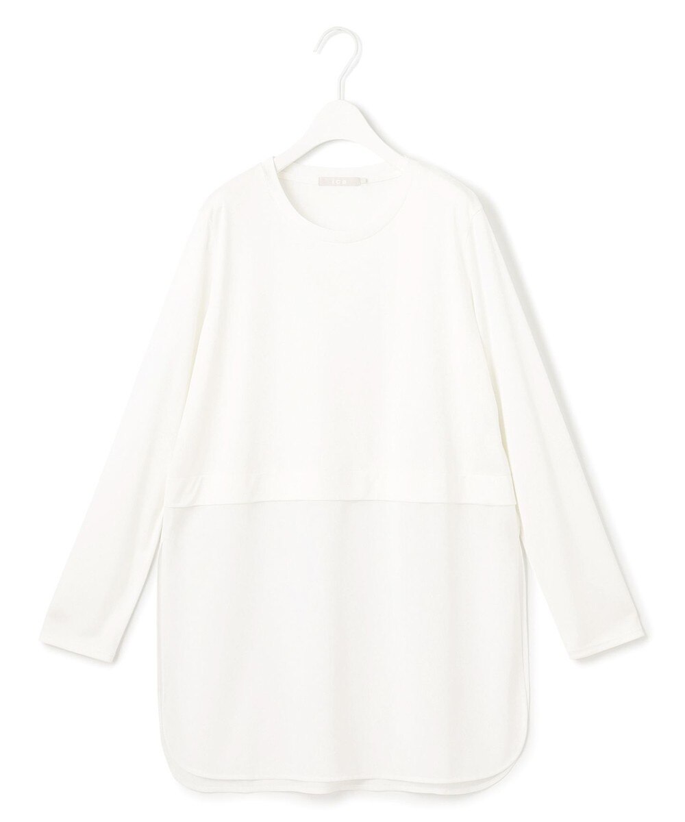 【オンワード】 ICB>トップス 【洗える】シアージャージーコンビ カットソー オフホワイト M レディース