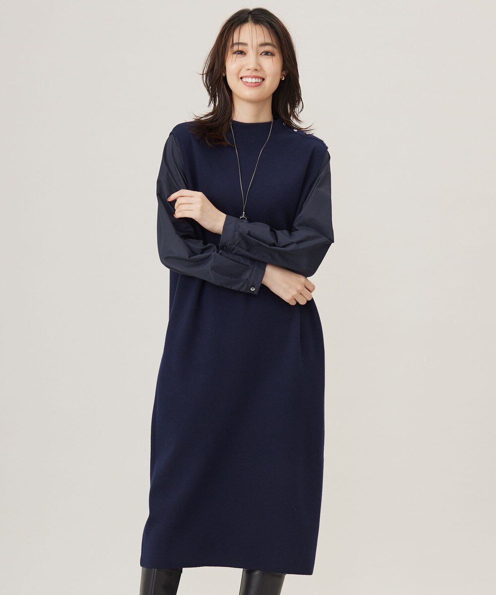 【オンワード】 J.PRESS LADIES>ワンピース 【洗える】CLOTH COMBI KNIT ワンピース ネイビー×ネイビー 11 レディース