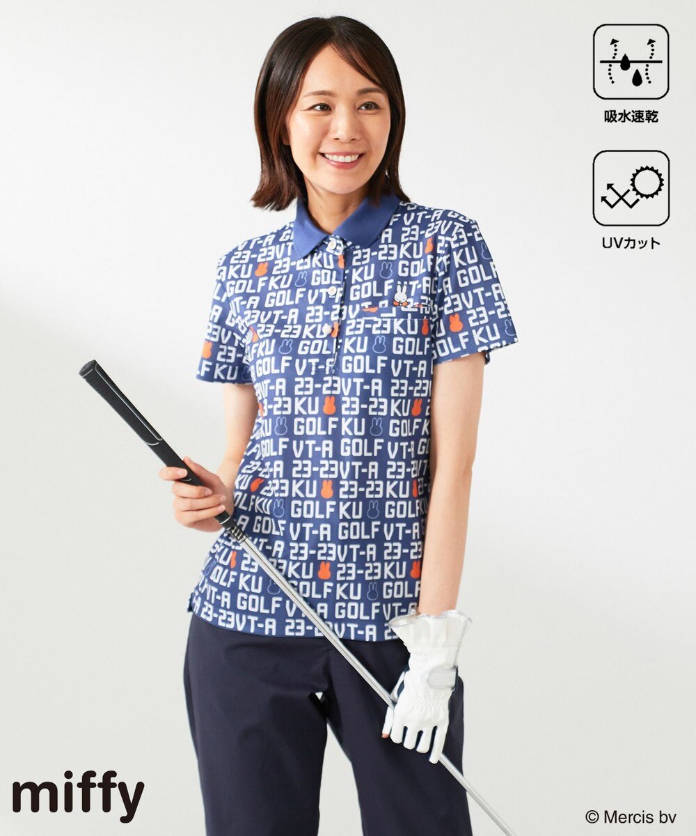 【オンワード】 23区GOLF>トップス 【WOMEN】【吸水速乾/UVカット】ミッフィーロゴポロシャツ ブルー 1 レディース