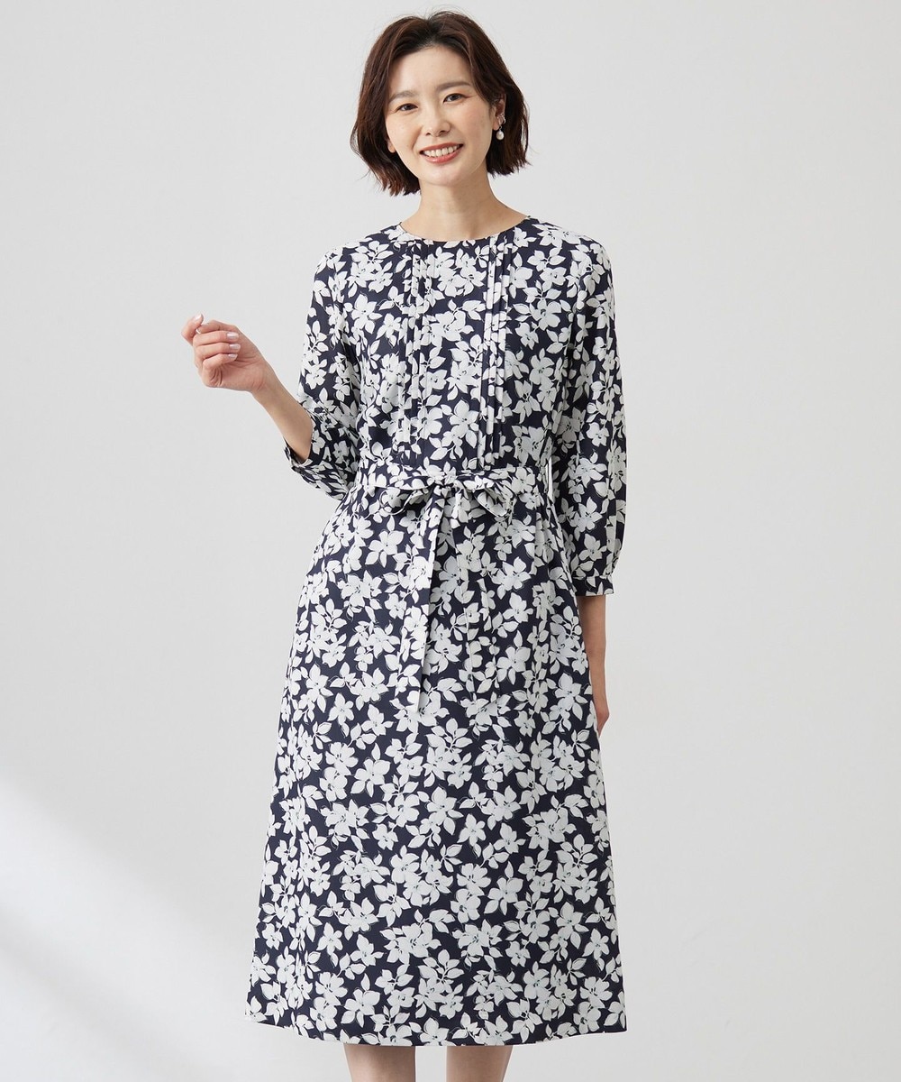 【オンワード】 J.PRESS LADIES>ワンピース 【洗える】スパンフラワープリント ワンピース ネイビー×オフ 9 レディース 【オンワード】 J.PRESS LADIES>ワンピース 【洗える】スパンフラワープリント ワンピース ネイビー×オフ 9 レディース