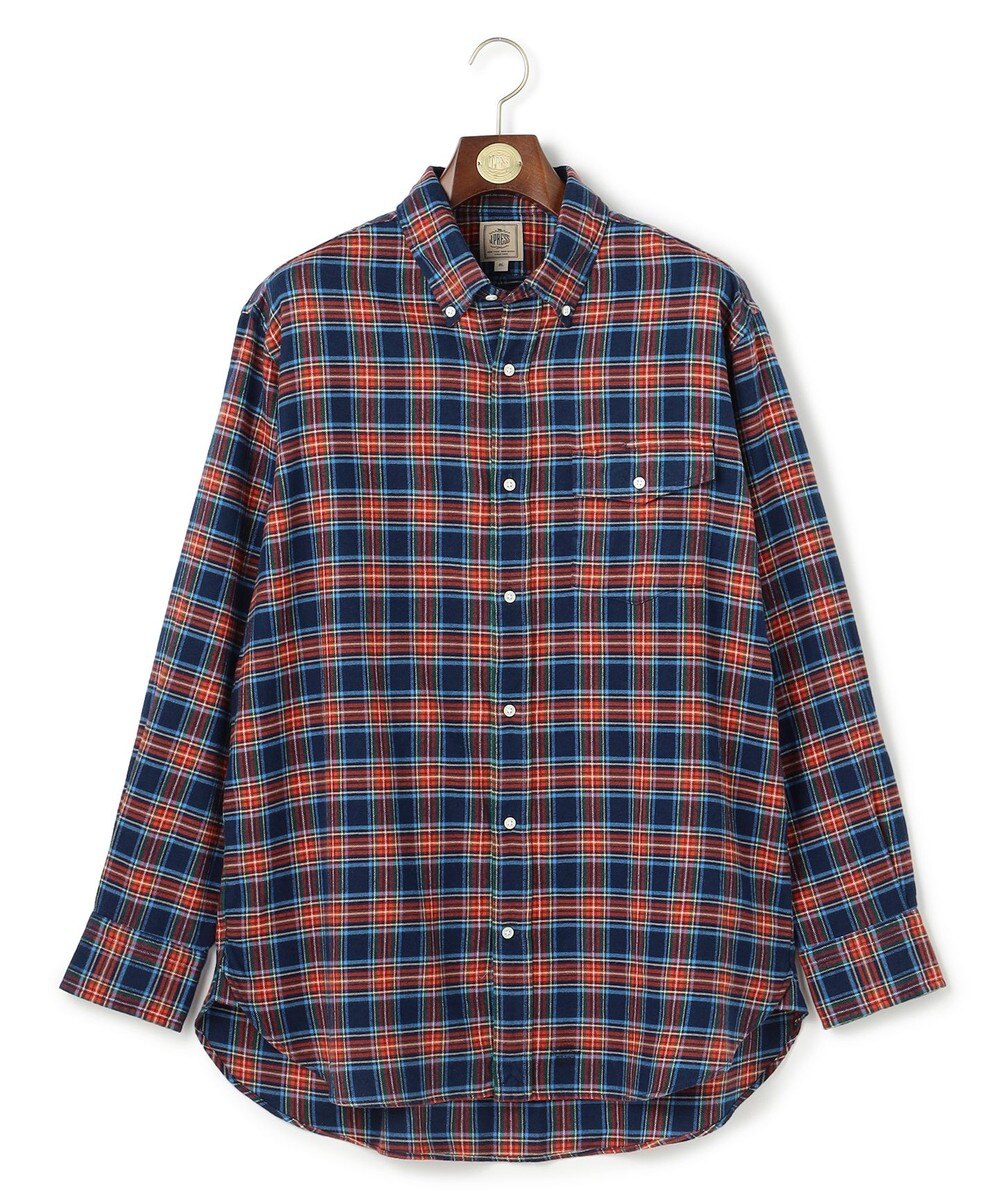 【オンワード】 J.PRESS MEN>トップス 【KING SIZE】テンセルミックスコットンネルシャツ / B.D. ネイビー 5L メンズ