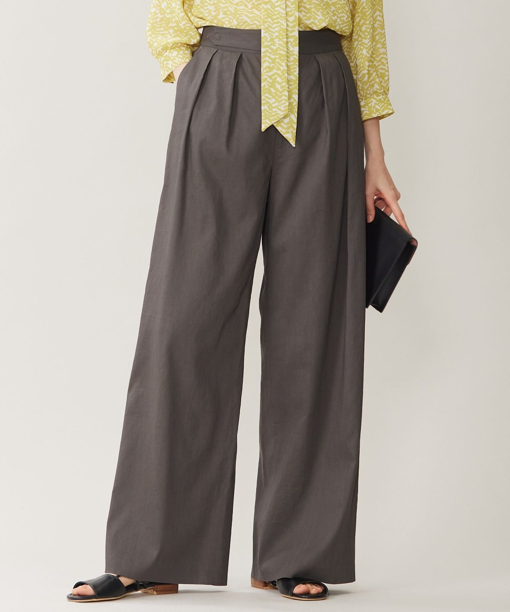 【オンワード】 自由区>パンツ 【セットアップ対応・洗える】リネンビスコースストレッチワイド パンツ スレート 42 レディース 【オンワード】 自由区>パンツ 【セットアップ対応・洗える】リネンビスコースストレッチワイド パンツ スレート 42 レディース