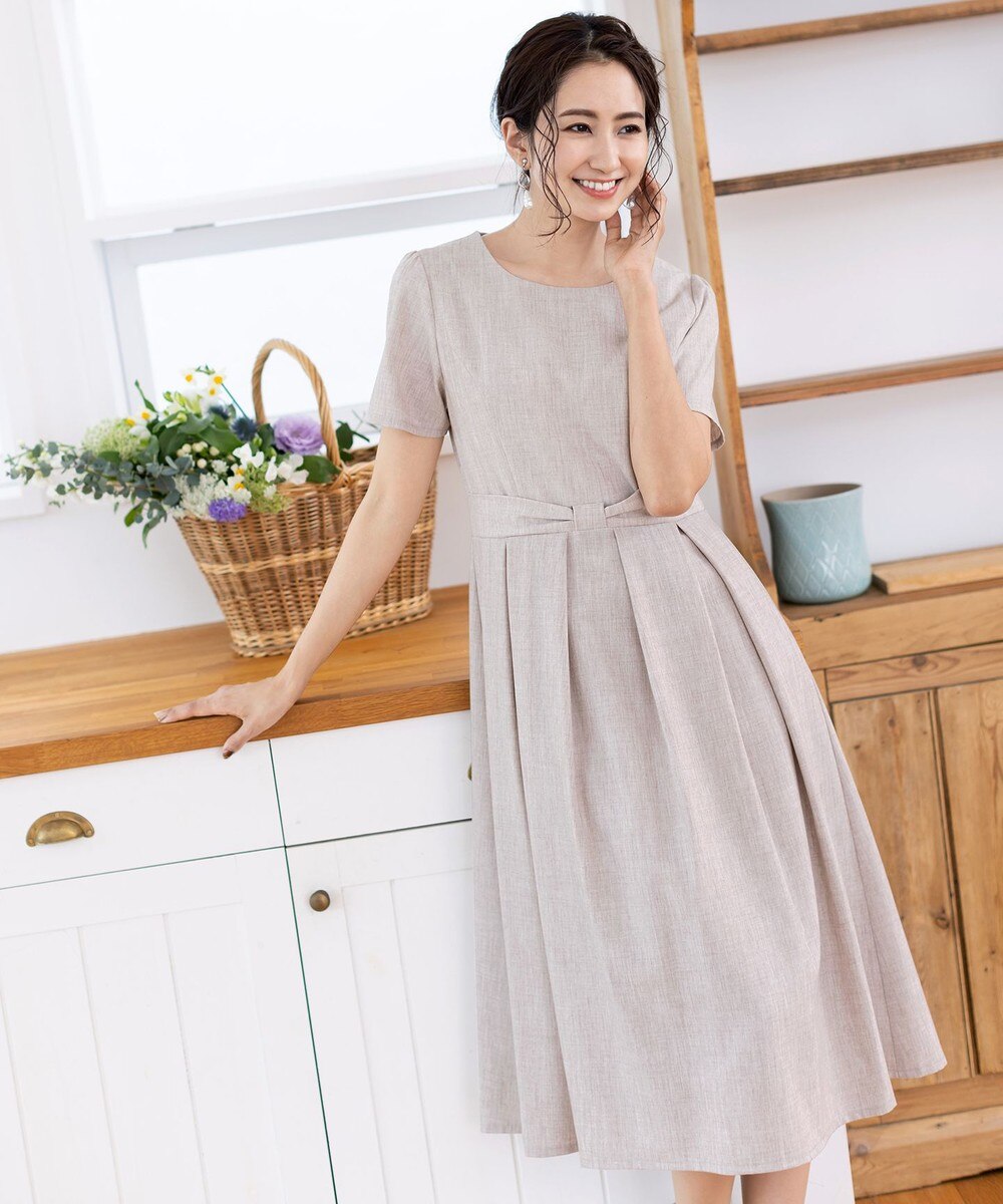 【洗える】スタイルアップも叶うリボンベルトワンピース