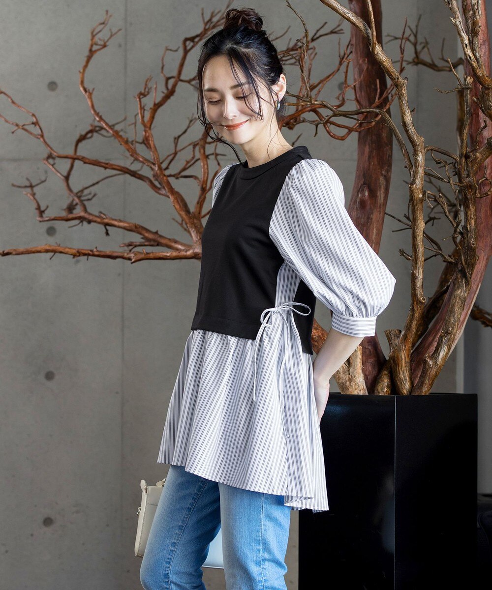 【洗える】体形カバーも叶うドッキングシャツチュニック