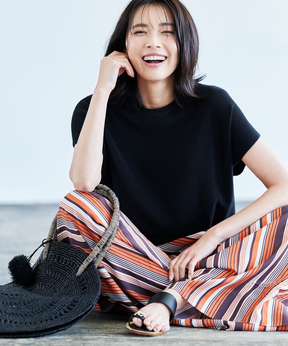 【オンワード】 自由区 L>トップス 【洗える】コットンアセテート フリーマッチニット ベージュ 44 レディース 【送料無料】