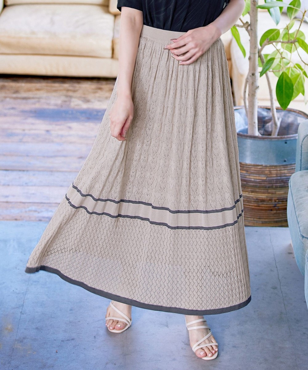 クロシェ編み配色ニットスカート