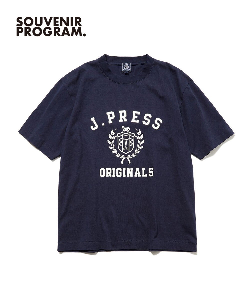 【オンワード】 J.PRESS MEN>トップス 【J.PRESS ORIGINALS】【UNISEX】Cotton Jersey CRST Logo T-shirt ネイビー L メンズ