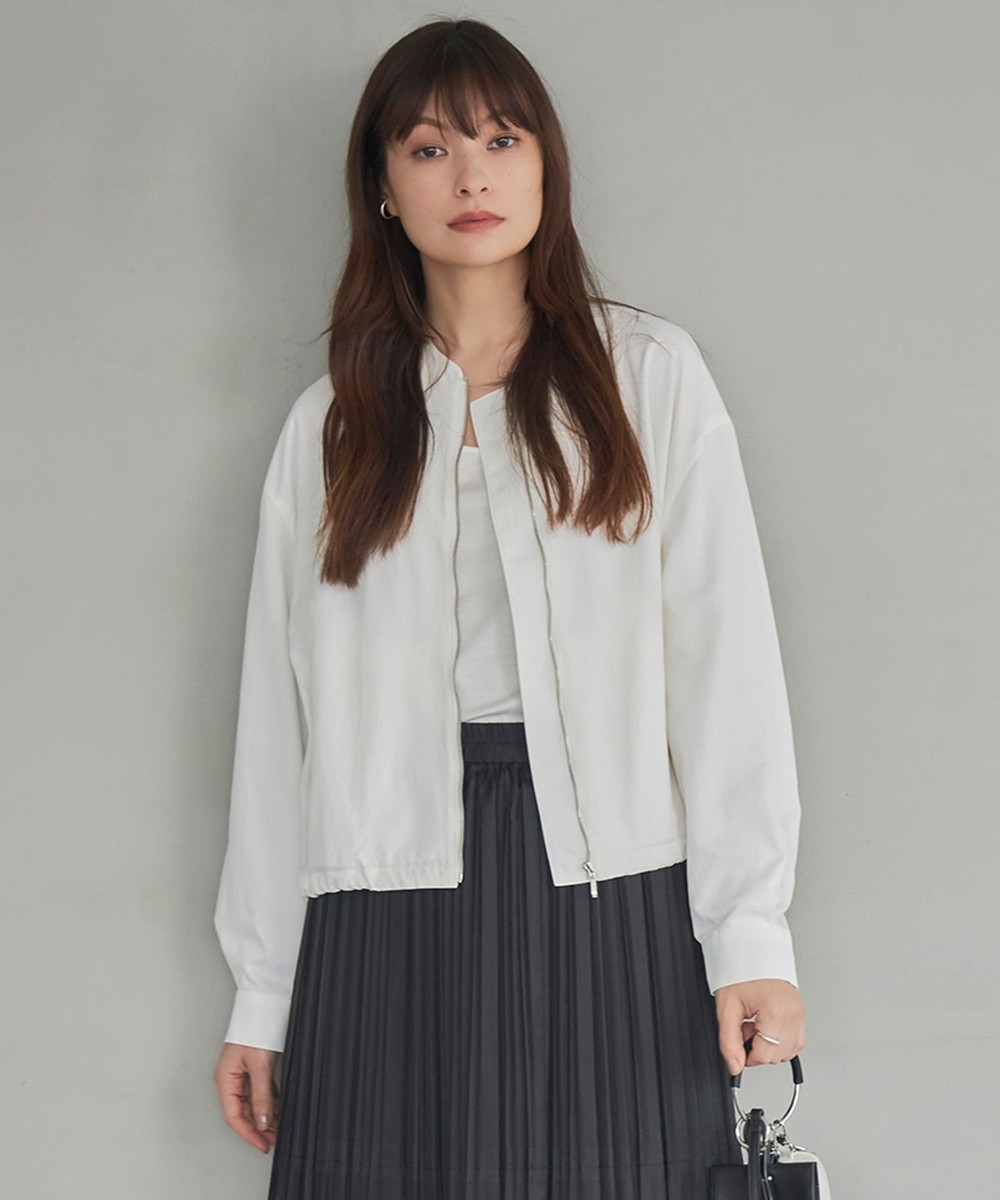 【オンワード】 ICB L(大きいサイズ)>ジャケット/アウター 【接触冷感・UVカット・撥水・洗える】 ナイロンタスランツイル ブルゾン オフホワイト 46 レディース 【オンワード】 ICB L(大きいサイズ)>ジャケット/アウター 【接触冷感・UVカット・撥水・洗える】 ナイロンタスランツイル ブルゾン オフホワイト 46 レディース