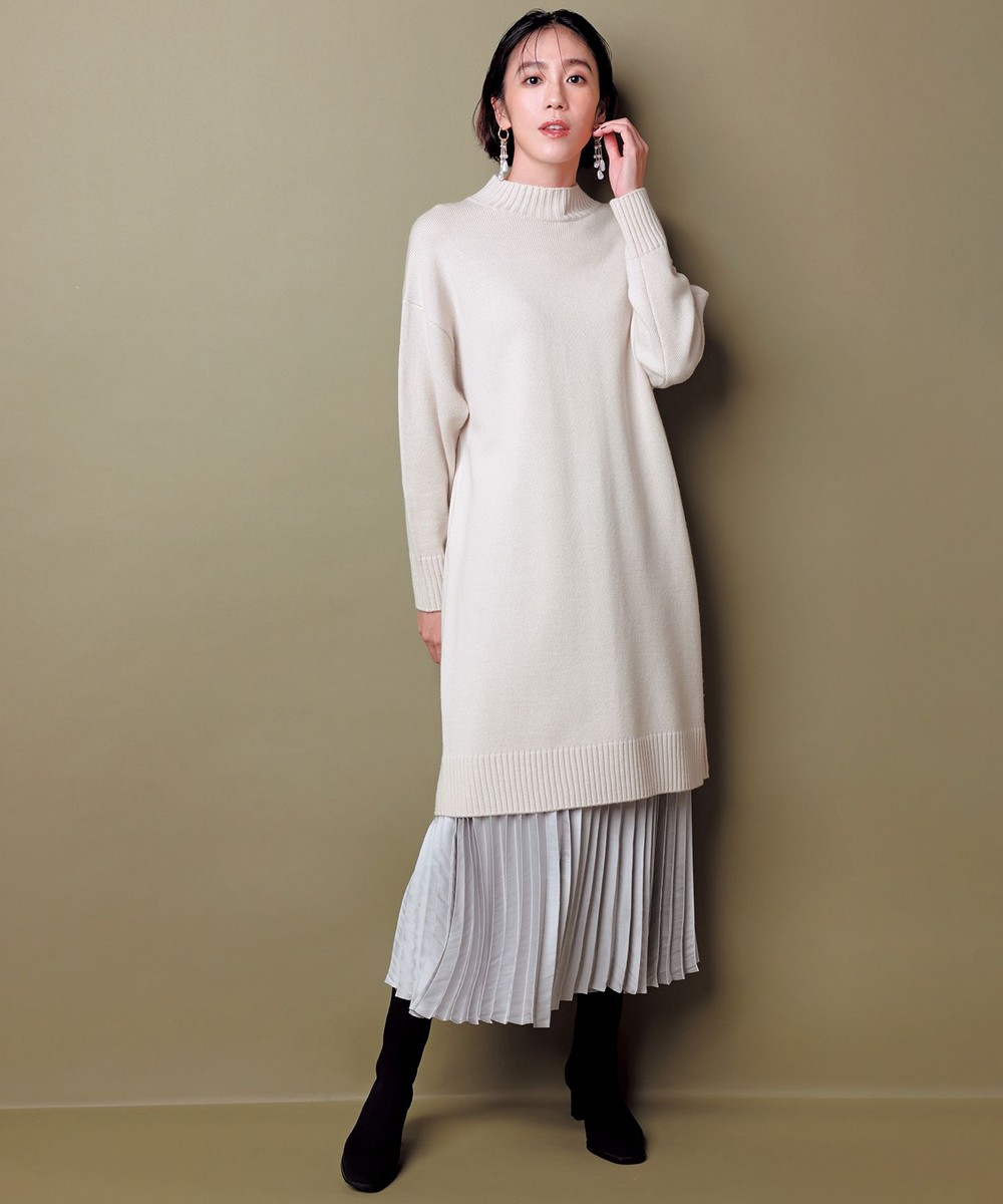 【洗える】チュニック ニットワンピース