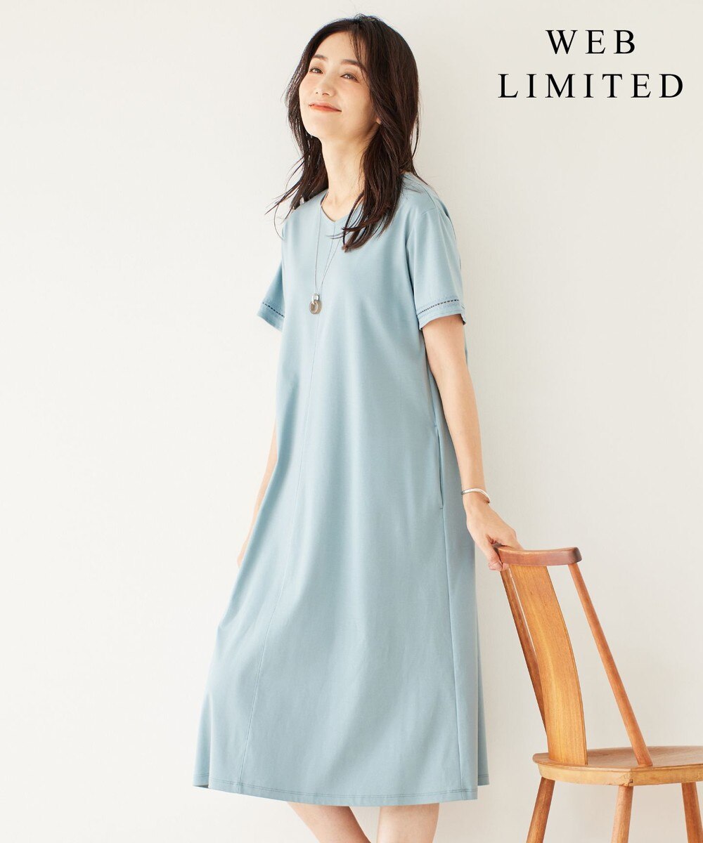 【オンワード】 J.PRESS LADIES>ワンピース 【WEB限定カラーあり・洗える・接触冷感】コットンスムース ワンピース 【WEB限定】シーグリーン 11 レディース