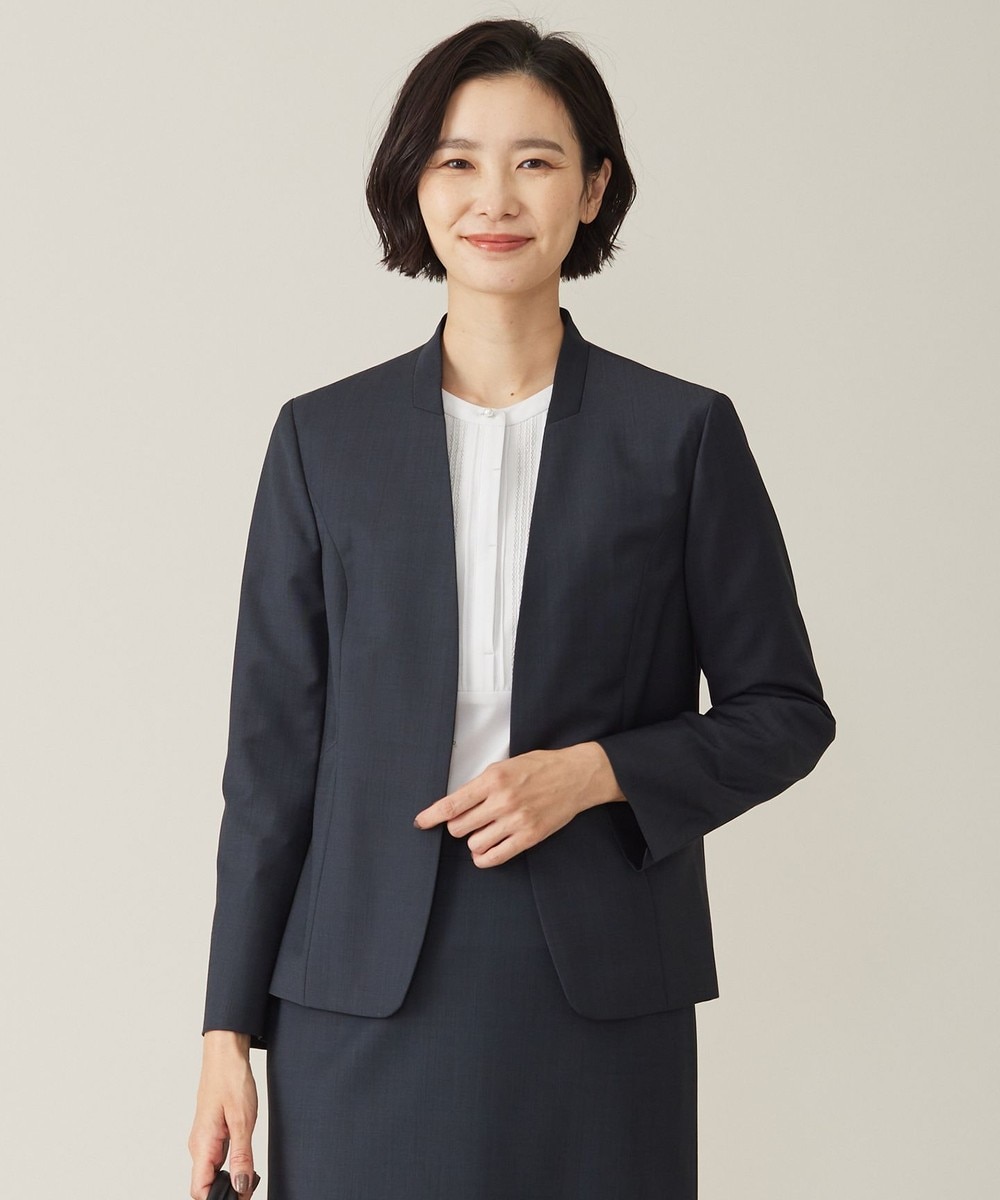 【オンワード】 J.PRESS LADIES>ジャケット/アウター 【セットアップ対応】BAHARIYE1 ノーカラー ジャケット ネイビー 11 レディース 【オンワード】 J.PRESS LADIES>ジャケット/アウター 【セットアップ対応】BAHARIYE1 ノーカラー ジャケット ネイビー 11 レディース