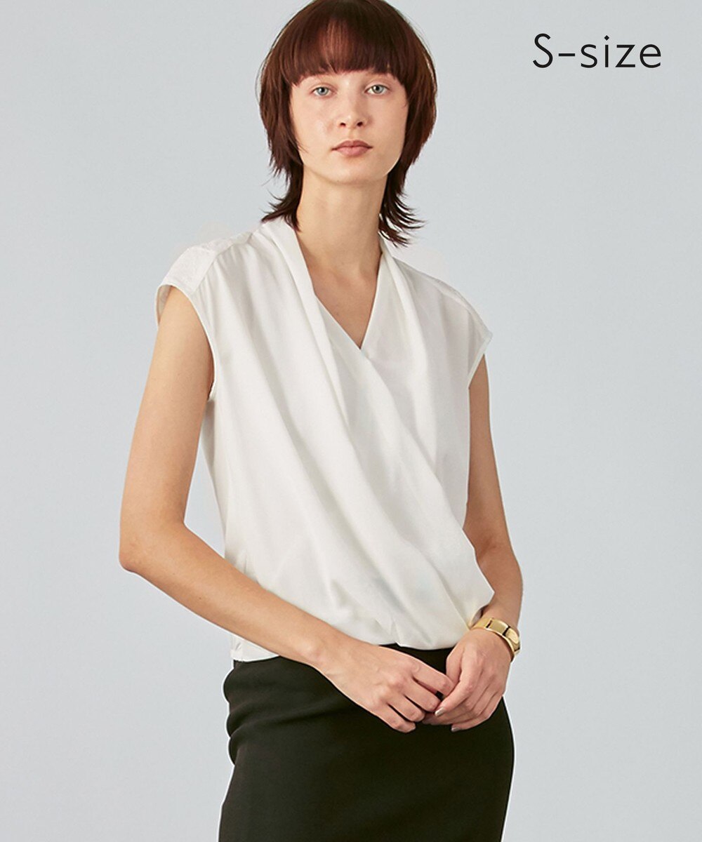 【オンワード】 BEIGE,>トップス 【S-size】OLIVE / フレンチスリーブブラウス Black 30 レディース 【送料無料】