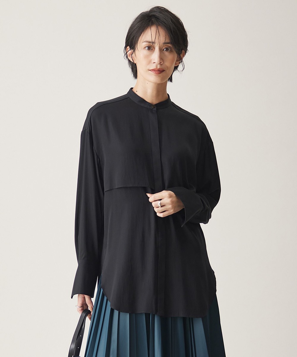 【オンワード】 ICB>トップス 【WEB限定カラーあり・洗える】 シルキーサテン シャツブラウス ブラック 4 レディース 【オンワード】 ICB>トップス 【WEB限定カラーあり・洗える】 シルキーサテン シャツブラウス ブラック 4 レディース