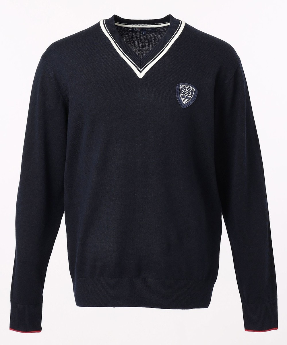 【オンワード】 23区GOLF>トップス 【MEN】【WEB & 一部店舗限定】【ご自宅洗い可】ウール混 Vネックニット ライトグレー M メンズ 【送料無料】