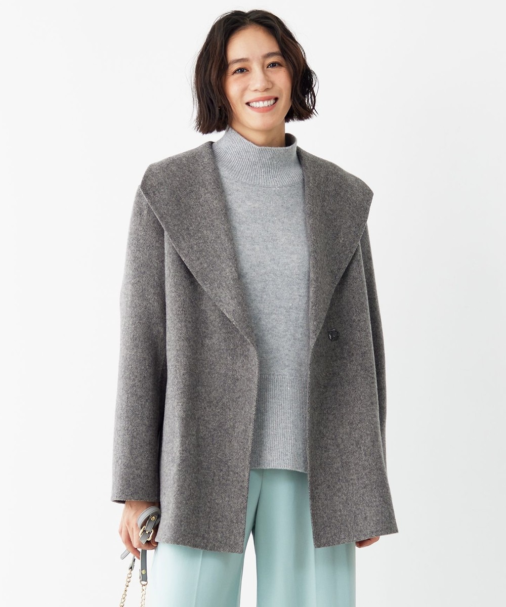 【オンワード】 自由区 L(大きいサイズ)>ジャケット/アウター 【カタログ掲載】ウールリバーショート コート グレーヘリンボン 44 レディース 【オンワード】 自由区 L(大きいサイズ)>ジャケット/アウター 【カタログ掲載】ウールリバーショート コート グレーヘリンボン 44 レディース