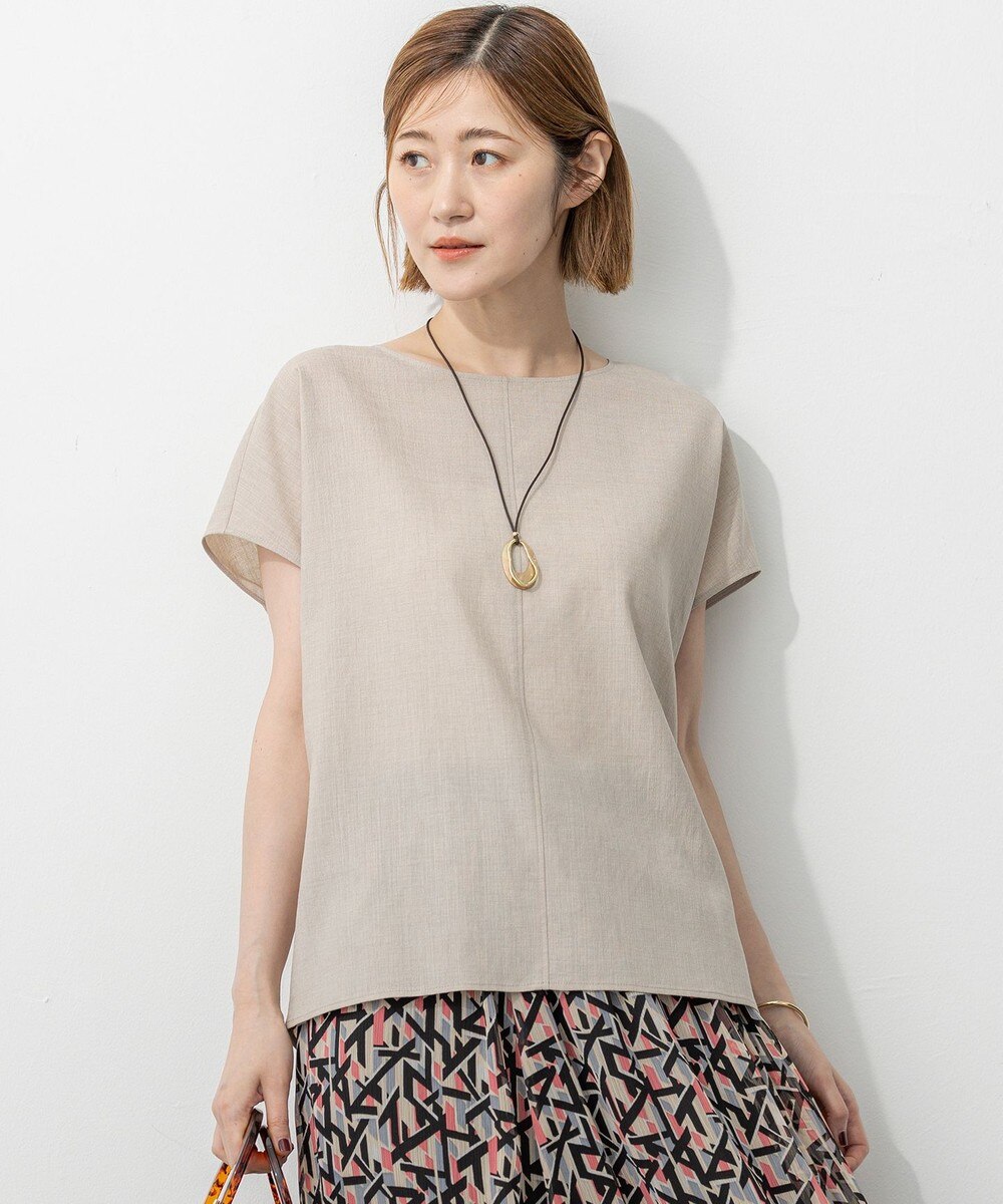 【オンワード】 23区 L(大きいサイズ)>トップス 【洗える】トリアセスラブストレッチ フレンチスリーブ ブラウス ベージュ 48 レディース 【オンワード】 23区 L(大きいサイズ)>トップス 【洗える】トリアセスラブストレッチ フレンチスリーブ ブラウス ベージュ 48 レディース