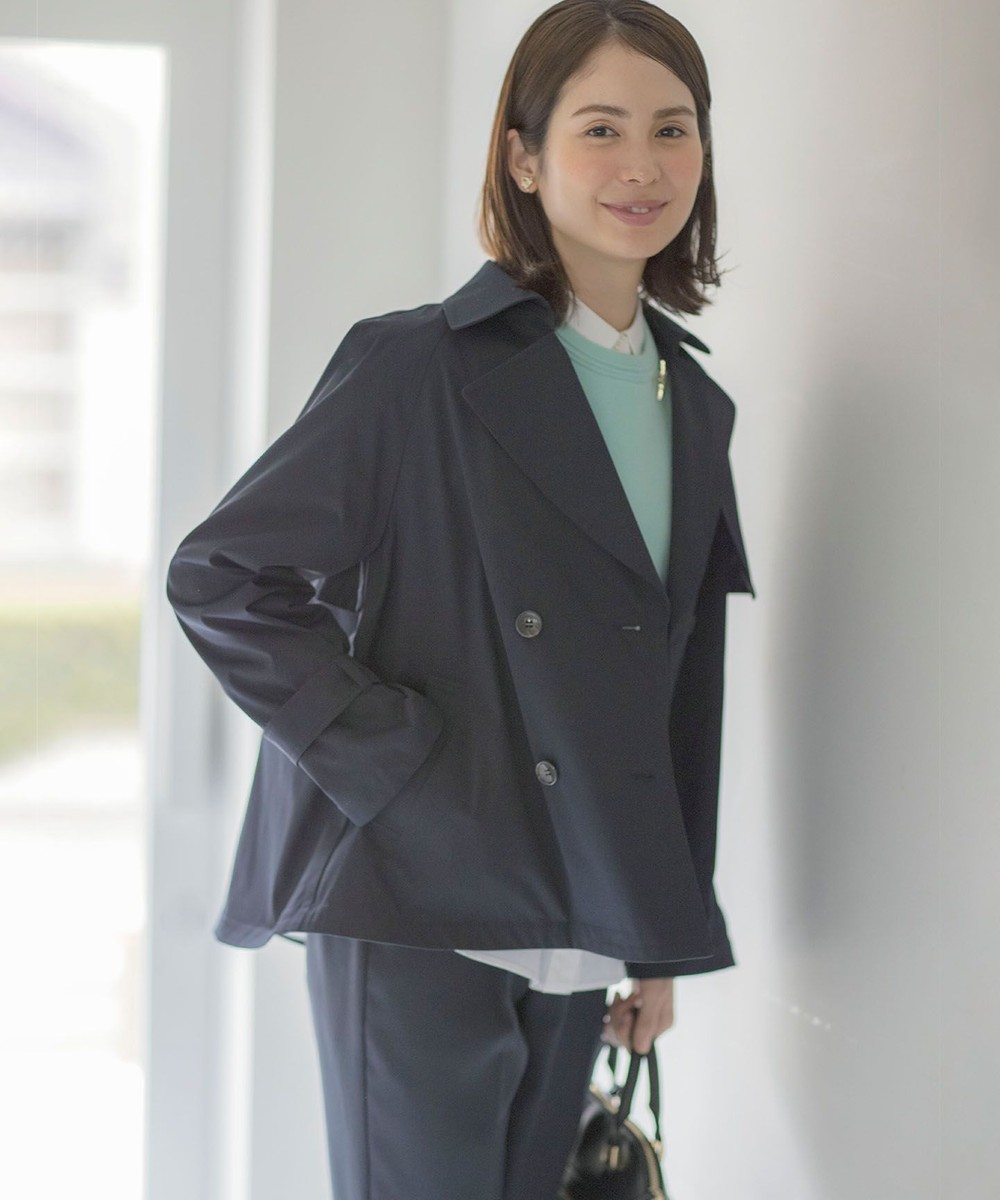 【オンワード】 組曲 S(小さいサイズ)>ジャケット/アウター 【WEB限定】コットンライクツイル ショートトレンチコート ネイビー S2 レディース 【オンワード】 組曲 S(小さいサイズ)>ジャケット/アウター 【WEB限定】コットンライクツイル ショートトレンチコート ネイビー S2 レディース