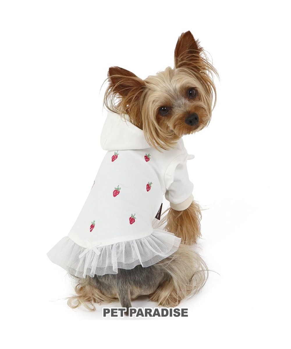 【オンワード】 PET PARADISE>ペットグッズ ペットパラダイス パーカー 苺柄 《ホワイト》 小型犬 ホワイト ＤＳ