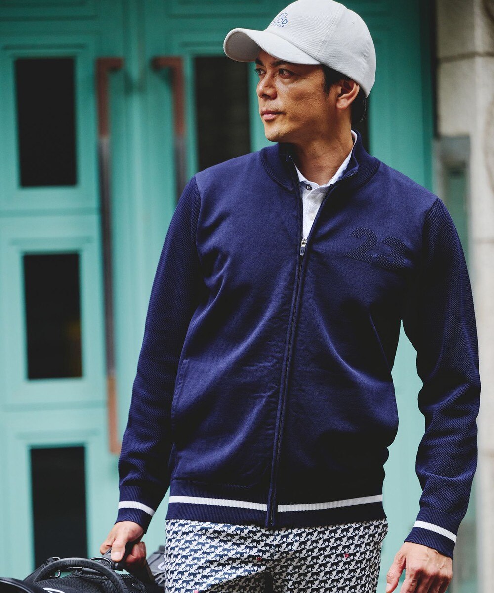 【オンワード】 23区GOLF>トップス 【MEN】【ウォッシャブル】フルジップニットブルゾン ネイビー M メンズ