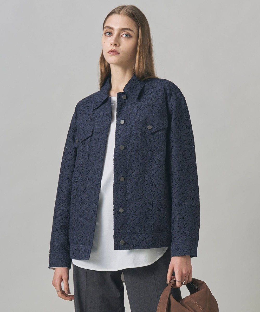 【オンワード】 ICB L(大きいサイズ)>ジャケット/アウター 【洗える】リーフラッセルレース ジャケット ネイビー 40 レディース 【オンワード】 ICB L(大きいサイズ)>ジャケット/アウター 【洗える】リーフラッセルレース ジャケット ネイビー 40 レディース