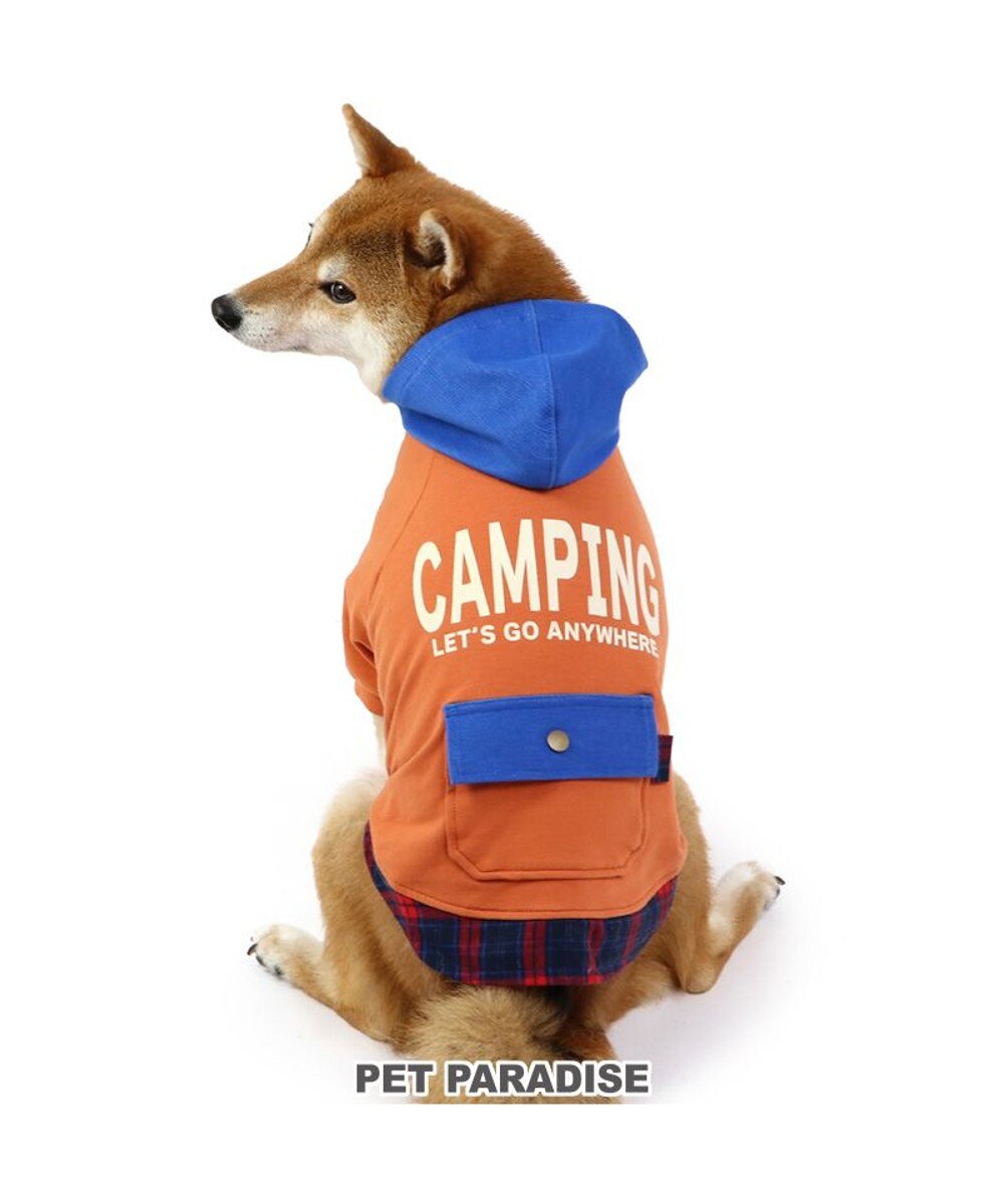 PET PARADISE>ペットグッズ 四角ポケット付きパーカー《オレンジ》【中型犬】【大型犬】 オレンジ Ｌ