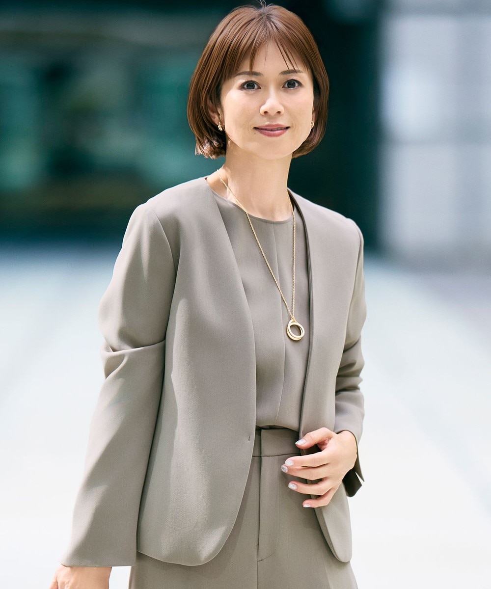 【オンワード】 自由区>ジャケット/アウター 【セットアップ対応・洗える】トリアセダブルクロスノーカラー ジャケット モカ 40 レディース 【オンワード】 自由区>ジャケット/アウター 【セットアップ対応・洗える】トリアセダブルクロスノーカラー ジャケット モカ 40 レディース