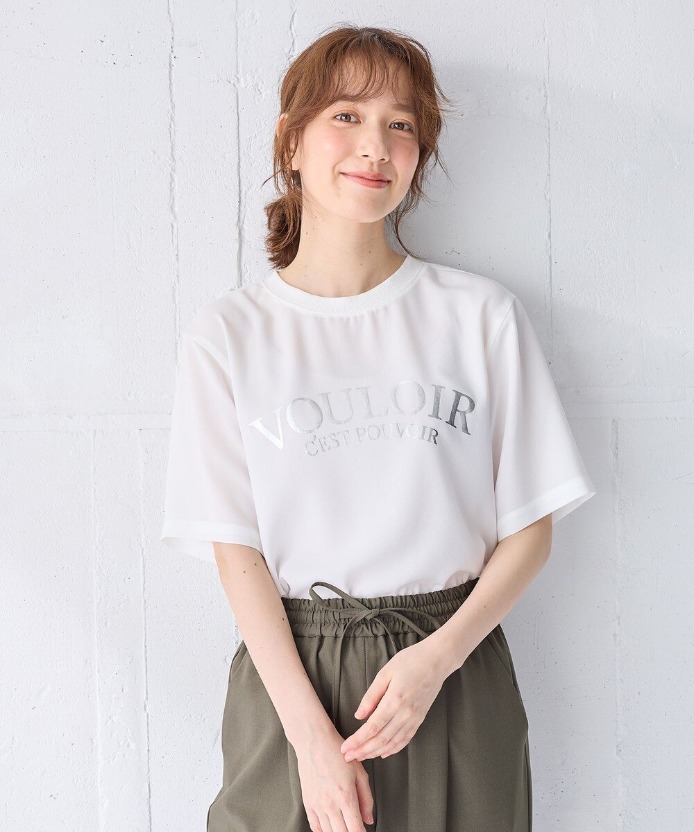 【オンワード】 any FAM>トップス 【WEB限定/UVカット/吸水速乾/接触冷感】ジョーゼットロゴ半袖Tシャツ オフ F レディース