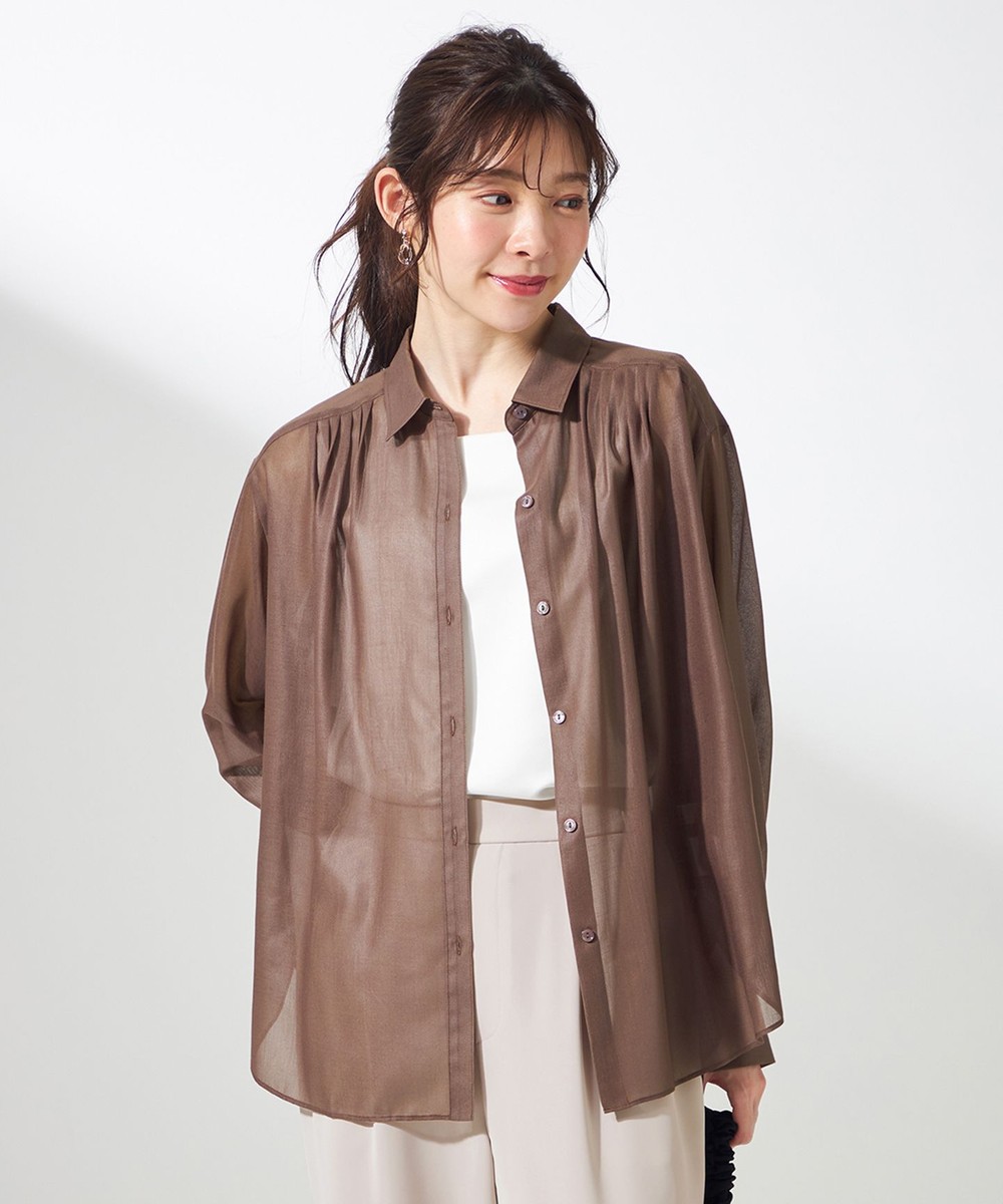 【オンワード】 ANY SIS S>トップス 【洗える】リネンライクシアーローン ブラウス モカ 0 レディース 【オンワード】 ANY SIS S>トップス 【洗える】リネンライクシアーローン ブラウス モカ 0 レディース