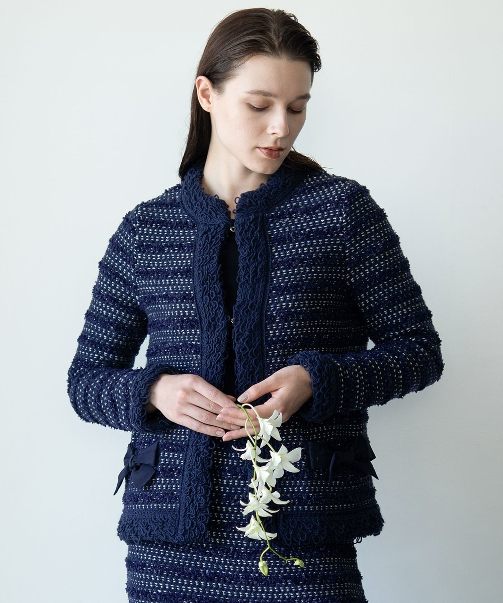 【オンワード】 自由区>ジャケット/アウター 【カトリエムブーケ】Tweed melange フリンジジャケット ネイビー 38 レディース 【オンワード】 自由区>ジャケット/アウター 【カトリエムブーケ】Tweed melange フリンジジャケット ネイビー 38 レディース