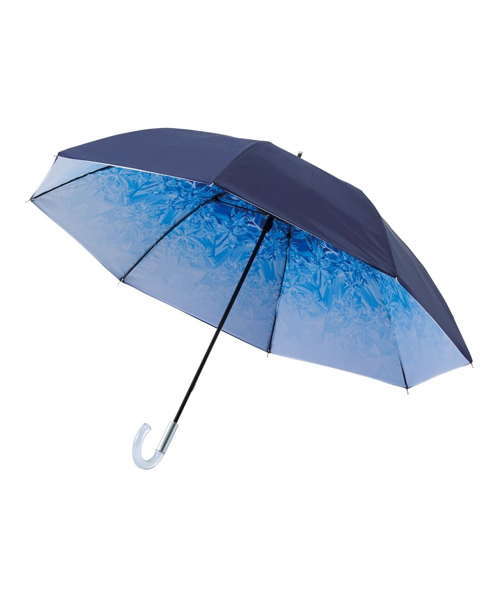 MOONBAT>ファッション雑貨 断熱パラソル 晴雨兼用 アイスクリスタル 日傘 遮熱 遮光 UV ネイビーブルー 親骨50cm レディース 【送料無料】