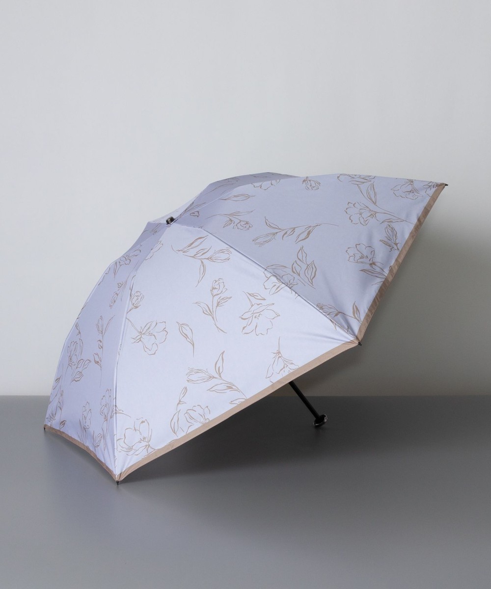 ＜オンワード＞AURORA>ファッション雑貨 Blao（ブラオ）ボタニカル柄 晴雨兼用傘（折り畳みミニ傘）日傘 サックスｘライトブラウン FREE レディース 【送料無料】