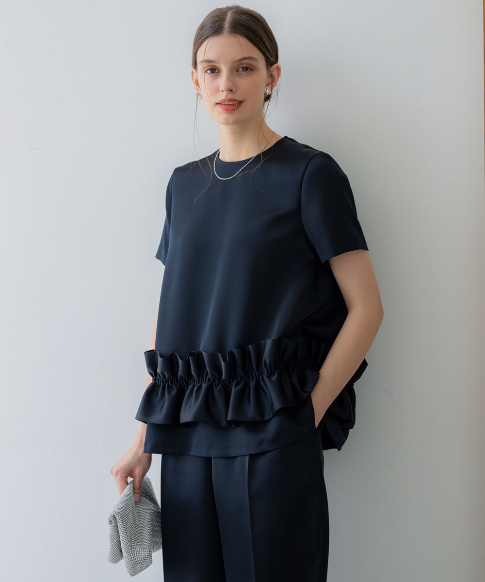 【オンワード】 23区>トップス 【APPLAUDIR】クリアダブルサテン フリルヘム ブラウス ネイビー 38 レディース 【オンワード】 23区>トップス 【APPLAUDIR】クリアダブルサテン フリルヘム ブラウス ネイビー 38 レディース