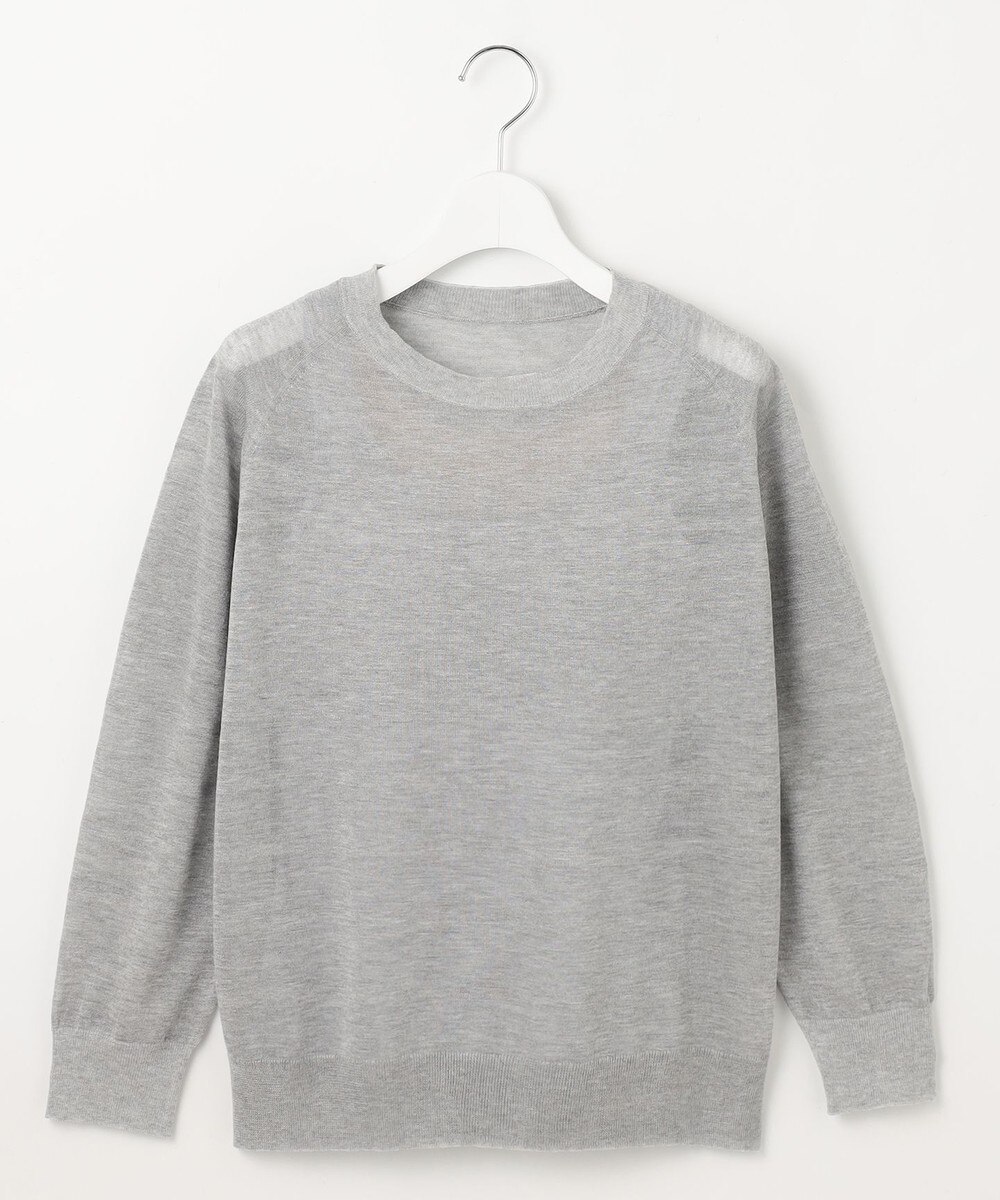 【オンワード】 自由区 S（小さいサイズ）>トップス 【ワコールコラボ】【洗える】シアーボーダー ニット グレー 32 レディース