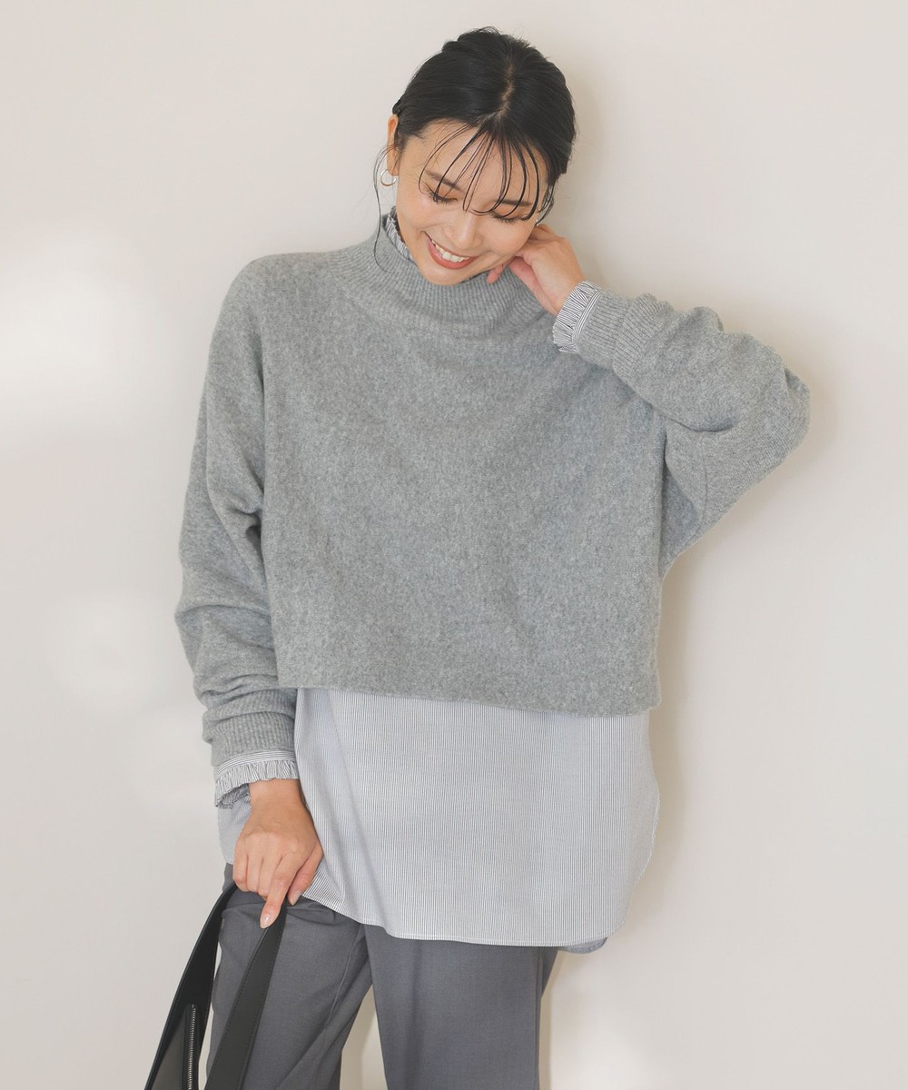 【オンワード】 UNFILO>トップス 【洗える】ふわふわニット クロップドハイネック グレー S レディース 【オンワード】 UNFILO>トップス 【洗える】ふわふわニット クロップドハイネック グレー S レディース