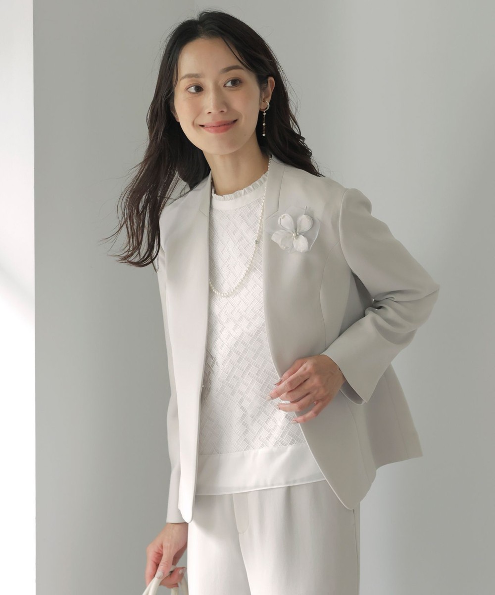 【オンワード】 J.PRESS LADIES>ジャケット/アウター 【セットアップ対応】セラテリーダブルクロス ノーカラー ジャケット グレージュ 13 レディース 【オンワード】 J.PRESS LADIES>ジャケット/アウター 【セットアップ対応】セラテリーダブルクロス ノーカラー ジャケット グレージュ 13 レディース