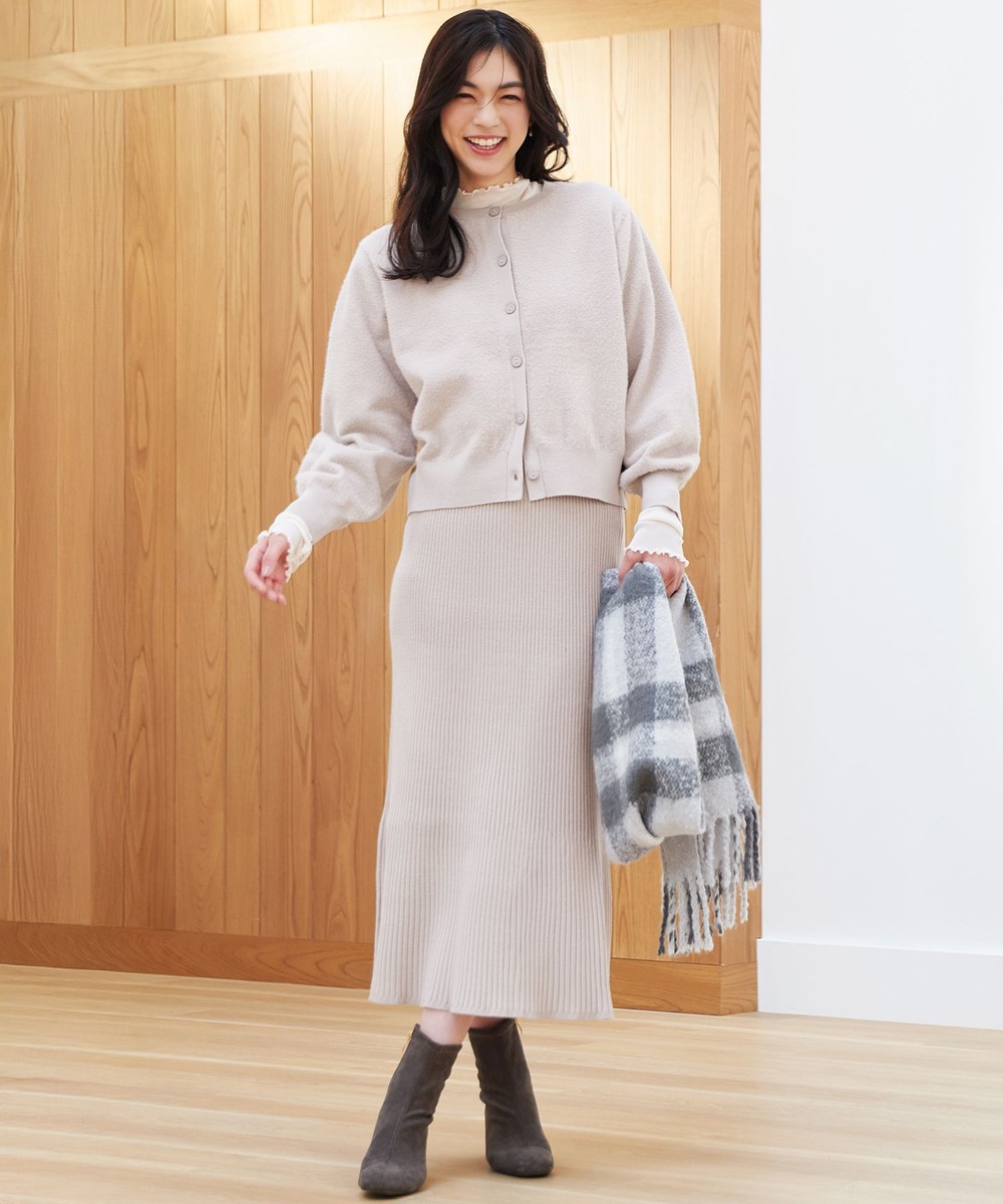 【オンワード】 ANY L>ワンピース フェザーカーディガン×ニットスカートセットアップ ライトグレー 4 レディース 【オンワード】 ANY L>ワンピース フェザーカーディガン×ニットスカートセットアップ ライトグレー 4 レディース