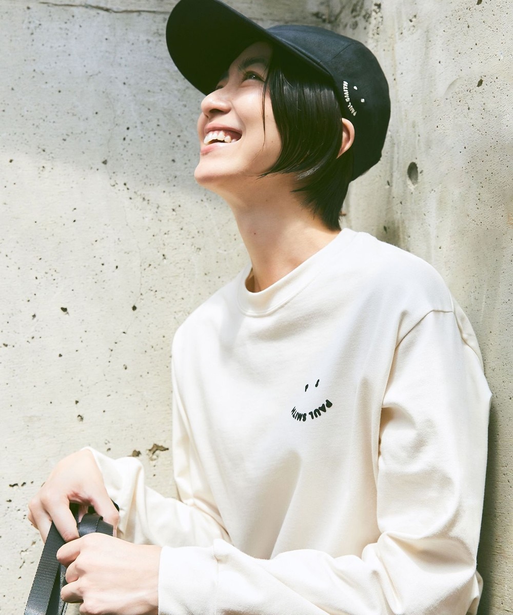 【オンワード】 Paul Smith>トップス 【洗える】PS Paul Smith Happy 長袖Tシャツ ブラック M レディース 【送料無料】